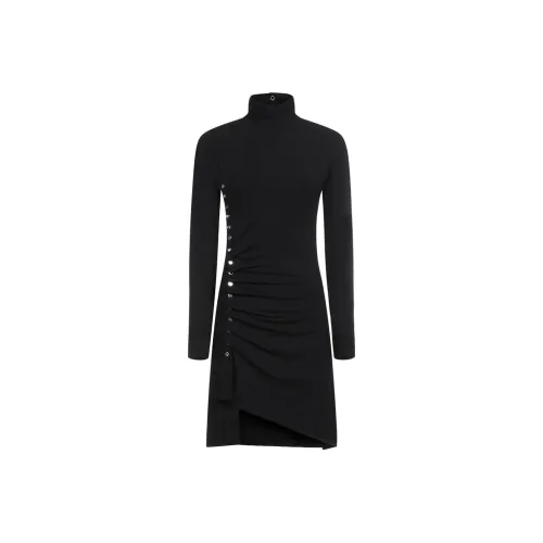 Paco Rabanne Длинное платье с длинными рукавами женское черное