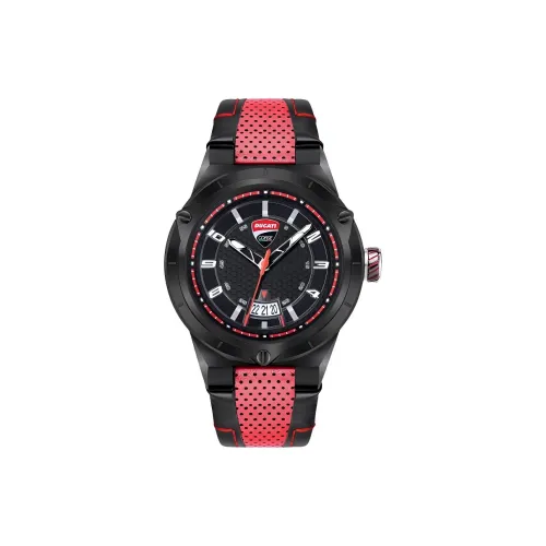 DUCATI Кварцевый механизм Кожаный ремешок Часы Мужские Черный циферблат