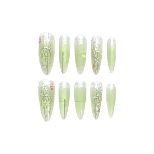 Gentle Welcome Градиентный False Nail Длинный Зеленый Smudge Новый китайский стиль