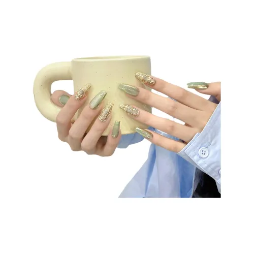 CAIYOUSHU Зеленый BURLEY Ромб Ювелирные украшения Освежающий False Nail Средний LADDER Зеленый Смужка Милый