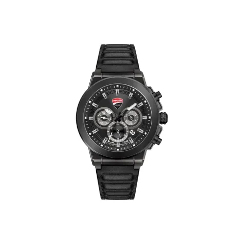 DUCATI Кварцевый механизм Кожаный ремешок Часы Мужские Черный циферблат