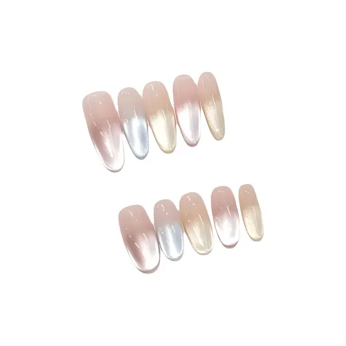 JIXUAN Дофаминовая одежда Конфетный цвет Радужный Handcrafted False Nail Длинный Цвет макарон Градиентный Кошачий глаз