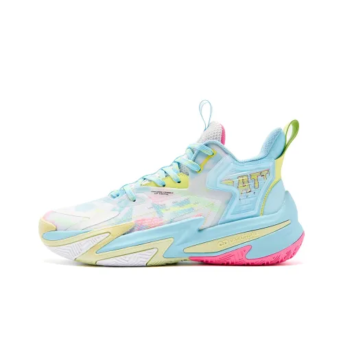 QIAODAN Broken Shadow 5 Амортизация Износостойкий Низкий Топ Баскетбольные Кроссовки Мужские Капля Синий Aurora Розовый