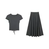 Темно-серый комплект: юбка