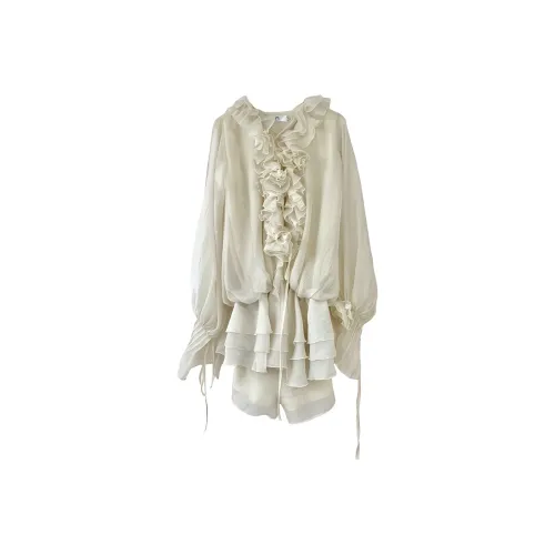 INTERPHASE Простой Элегантный Бежевый Женские Комплекты с Юбкой