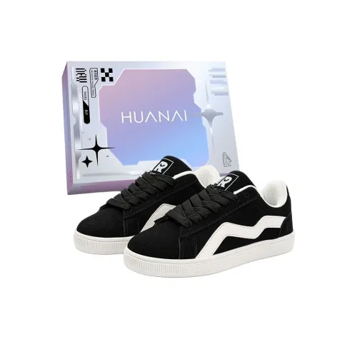 HUANAI Slip-resistant Abrasion-resistant Breathable Low-Top Skateboard Shoes Unisex Black HUANAI Противоскользящие Износостойкие Дышащие Низкие Кроссовки для Скейтбординга Унисекс Черные