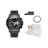 Чёрный корпус, чёрный циферблат [белый кожаный чехол]