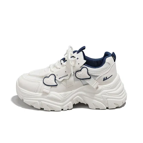 Warrior Slip-Resistant Покрытие Устойчивое к Износу Низкий Топ Кроссовки с Толстой Подошвой Женские Бежевый Темно-Синий