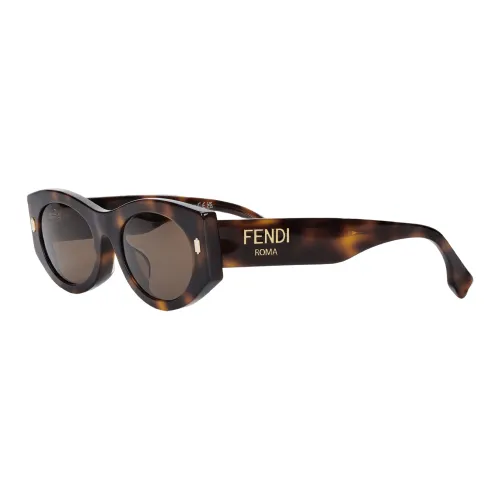 FENDI Пластиковая оправа OVAL SUNGLASSES Женские Черепаховый