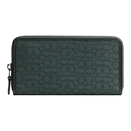 COACH Аккордеонный кошелек Jacquard из телячьей кожи маленький мужской зеленый