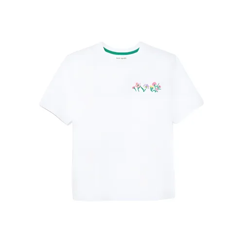 Kate Spade Цветочный Вышивка Накладной карман Короткий рукав Обычный Рубашка Женская Белый