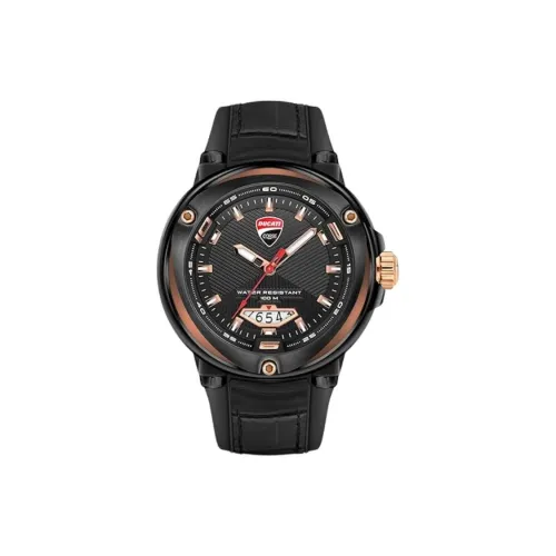 DUCATI Кварцевый механизм Кожаный ремешок Часы Мужские Черный циферблат