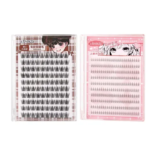 JONBOS Женская группа коллекция Клей Бесплатно Натуральный Искусственные ресницы Один кластер Укрепляющий сегментированный сегмент ресниц Lazy Trio