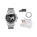 Серебряная оболочка, черная поверхность, белая кожаная коробка