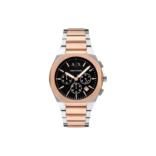 ARMANI EXCHANGEAE Raffaello Collection Наручные часы Кварцевый механизм Ремешок из нержавеющей стали 42 мм Черный циферблат Мужские часы
