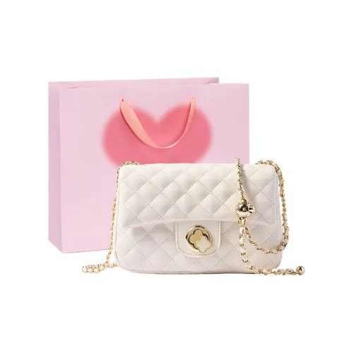 Old Man's Head Коровья кожа Одно плечо Цепочка Маленькая сумка Ручная Подмышечная Сумка через плечо Обычный Women's White Черный