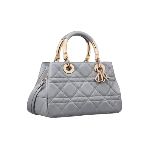 DIOR Телячья кожа Сумка Lady Dior Сумка через плечо Сумка среднего размера Женская Облачный туман Синий