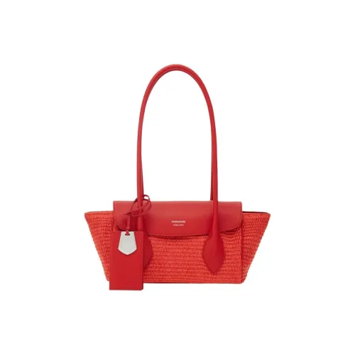 Ferragamo Рафия Коровья кожа Тоут Сумка Сумка для покупок Сумка через плечо Маленькая Женская Пламя Красный