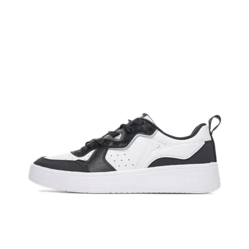 LiNing Qingchao Slip-resistant и устойчивые к истиранию покрытие Низкие кеды для скейтбординга Мужские Черный Белый