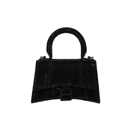 Balenciaga HOURGLASS Корова Кожа Одно Плечо Ручная Сумка Сумка через плечо Женская Черная