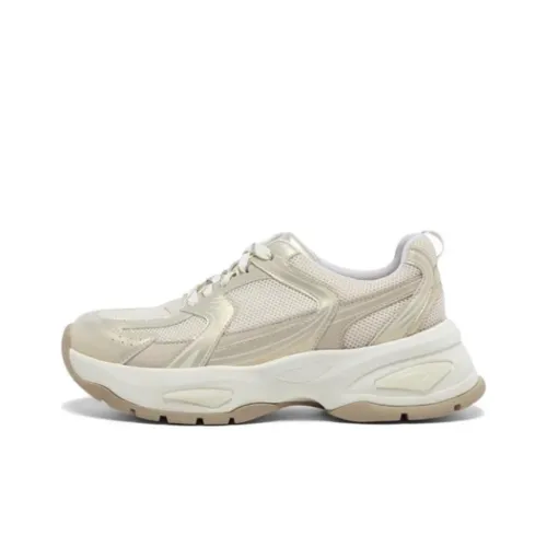 Hush Puppies SPORT Collection Амортизация Низкий Топ Толстая Подошва Кроссовки Женские Золотые