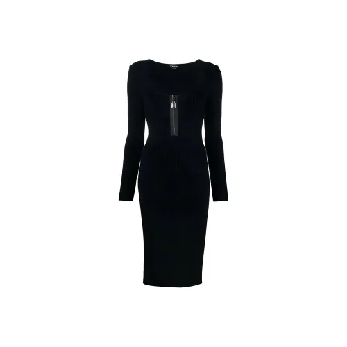 TOM FORD Длинное платье с длинными рукавами женское черное