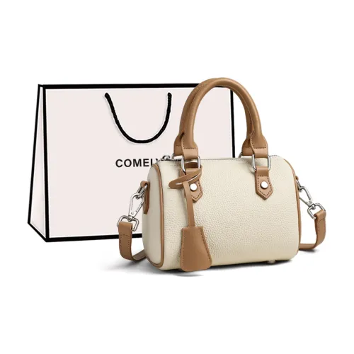 COMELY Коровья кожа Сумка через плечо Сумка Бостон Подушка Сумка Стандартная Женская Экрю и Абрикос