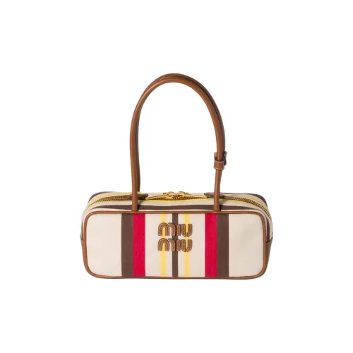 MIU MIU Beau Хлопковая Сумка Женская Бежевая и Темно-Коричневая