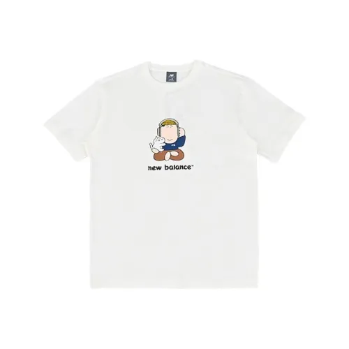 New Balance совместная брендированная спортивная и досуговая футболка унисекс белая
