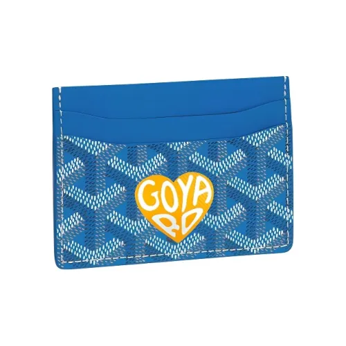 GOYARD Saint Sulpice Холст с кожей Собака's Teeth Картхолдер Картхолдер Унисекс Небесно-голубой Желтый Маленькое сердце