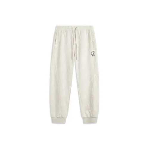 LINING Вязаные тренировочные брюки мужские приглушенный серый цвет текстура вереска жаккард