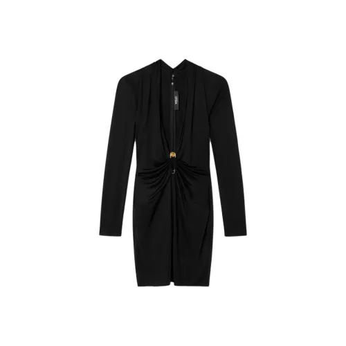 VERSACE Safety Pin Длинное платье с длинными рукавами женское черное