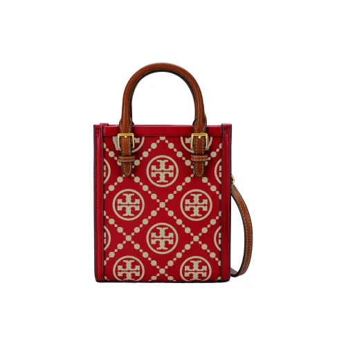 TORY BURCH T Monogram Коровья кожа Тоут Сумка Сумка для покупок Сумка на плечо Сумка Мини Женская Красная