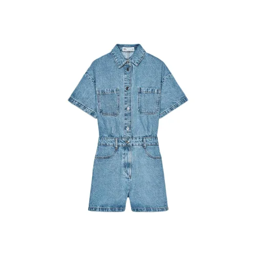 ZARA Средне-голубой Женские Комбинезоны