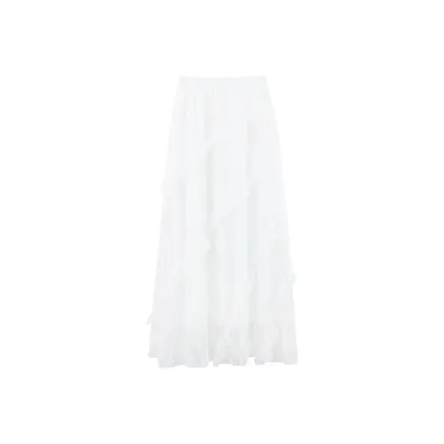 MEISIDUO Белый Женские Повседневные Длинные Юбки