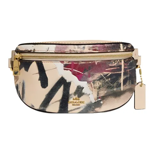 COACH Мята+SERF Коллаборация Bethany Полированная кожа с эффектом галечного покрытия Бананка Маленькая Женская Слоновая кость