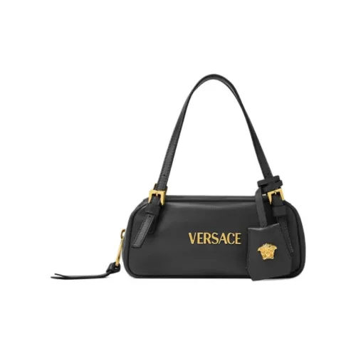 VERSACE Ярлык Lambskin Bowling Bag Сумка через плечо Сумка Mini Женская Черная