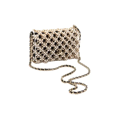 CHANEL 22K Осенний и Зимний Овечья кожа Твид Вечерняя сумка Сумка через плечо Маленькая Женская Черная