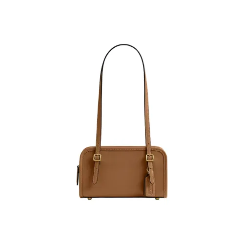 COACH Swing Овчина Сумка на плечо Маленькая Женская Коричневая