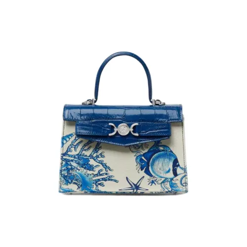 VERSACE Medusa '95 Хлопок Через плечо Одно плечо Сумка Маленькая Женская Белый и Синий
