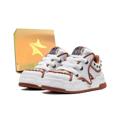 COCKTT Dunhuang Collaboration Collection Низкие Кроссовки для Скейтбординга Женские Бордовый Умбра