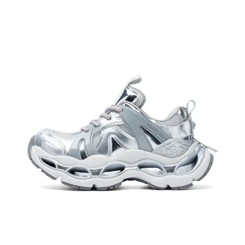 COLOUR WRITE Городской техвир Амортизация Дышащий Увеличение высоты Низкий топ Толстая подошва Кроссовки Унисекс Серебряный