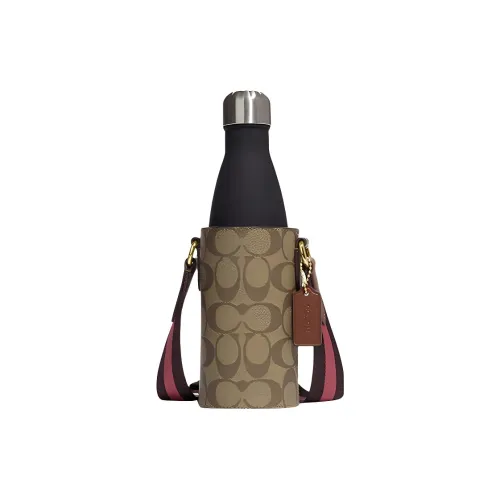 COACH Canvas с Телячьей Кожей Бутылочная Сумка Сумка через плечо Мини Женская Коричневая