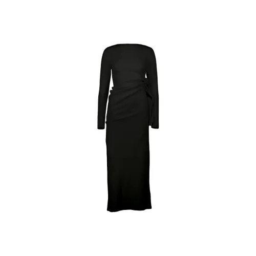 ALLUDE Черное Женское Длинное Платье с Рукавами