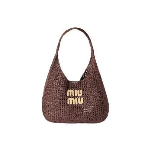 MIU MIU Ткани вязаные HOBO Сумка на плечо Женская Какао-коричневый