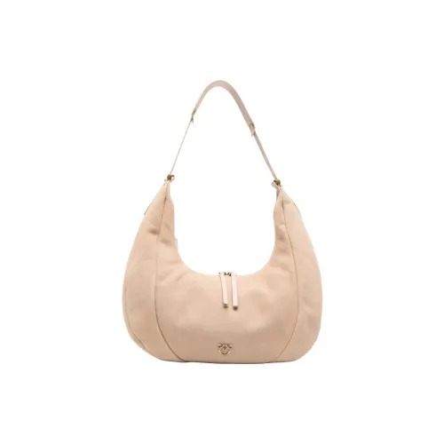 PINKO Замша Телячья Кожа Плечевая Сумка Женская Светлый Бежевый