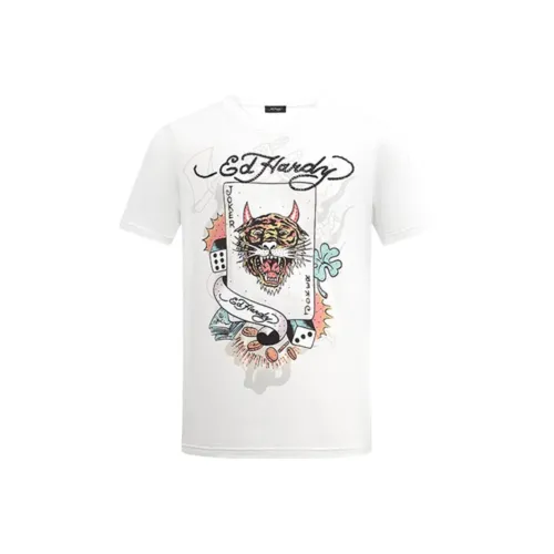 Ed Hardy Айвори Белый Мужская T-Рубашка