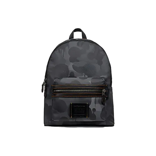 COACH Canvas Кожа Рюкзак Большой Мужской Камуфляж Серый