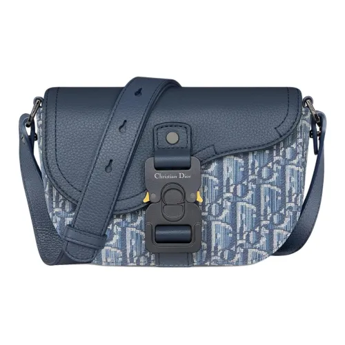 DIOR Седло Телячья кожа с хлопком Седло Сумка Сумки через плечо Сумка через плечо Мини Мужской Синий