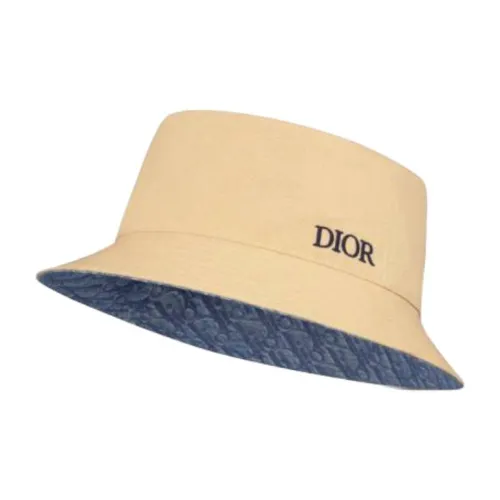DIOR Хлопок Холст Полиэстер Твил Хлопковая ткань Шляпы ведра Мужской Бежевый